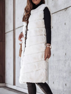 White straight vest with collarless