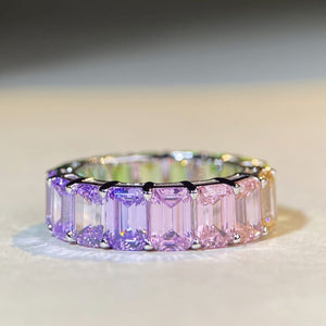 925 Sterling Silver Light Green Zircon Ring in Light Green with multi-colored stones
