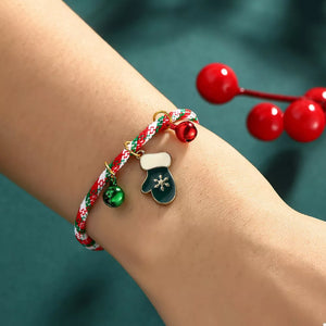 red bracelet with tie and striped