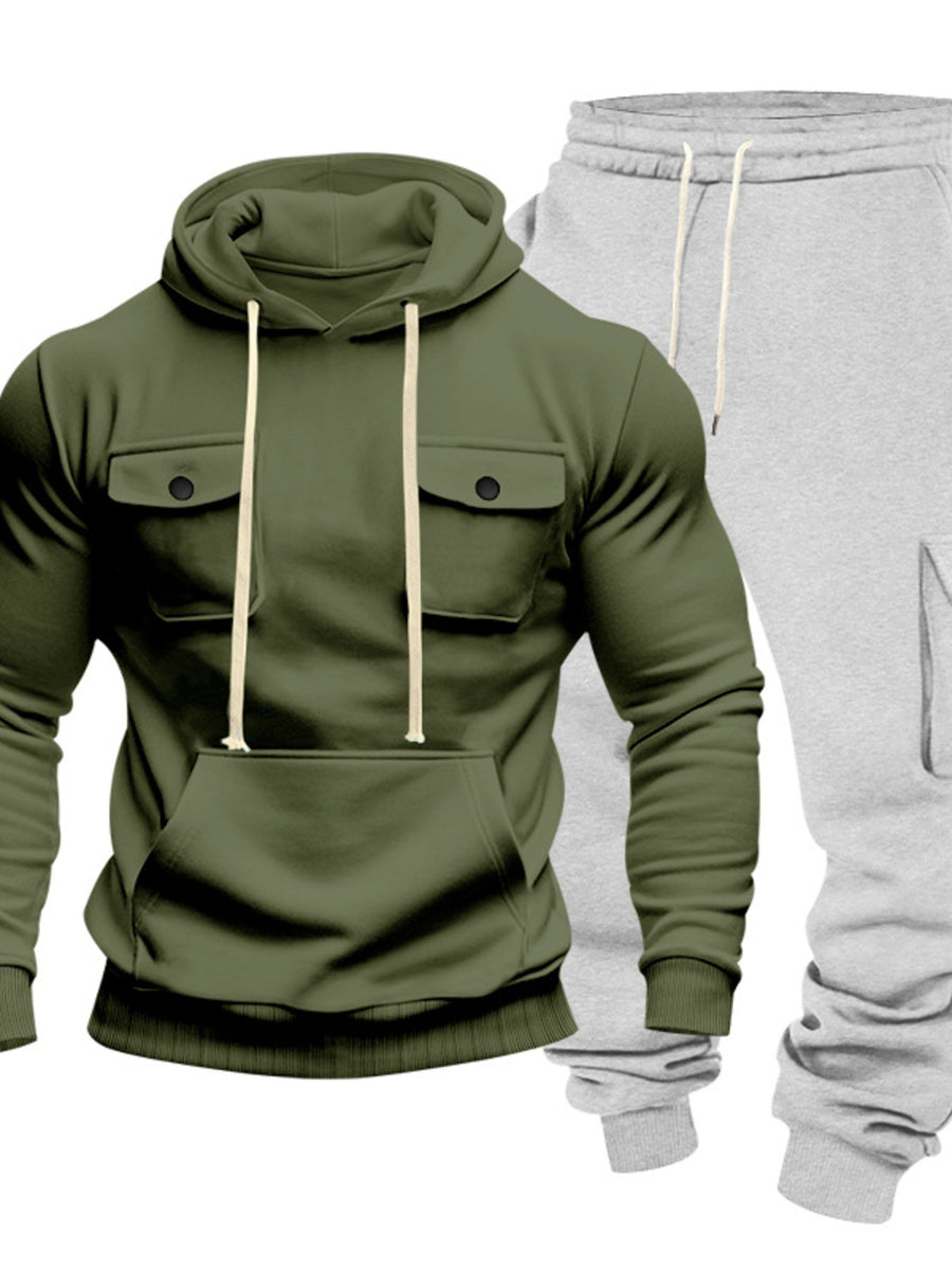 Men's Kangaroo Pocket Hoodie & Sweatpants Set