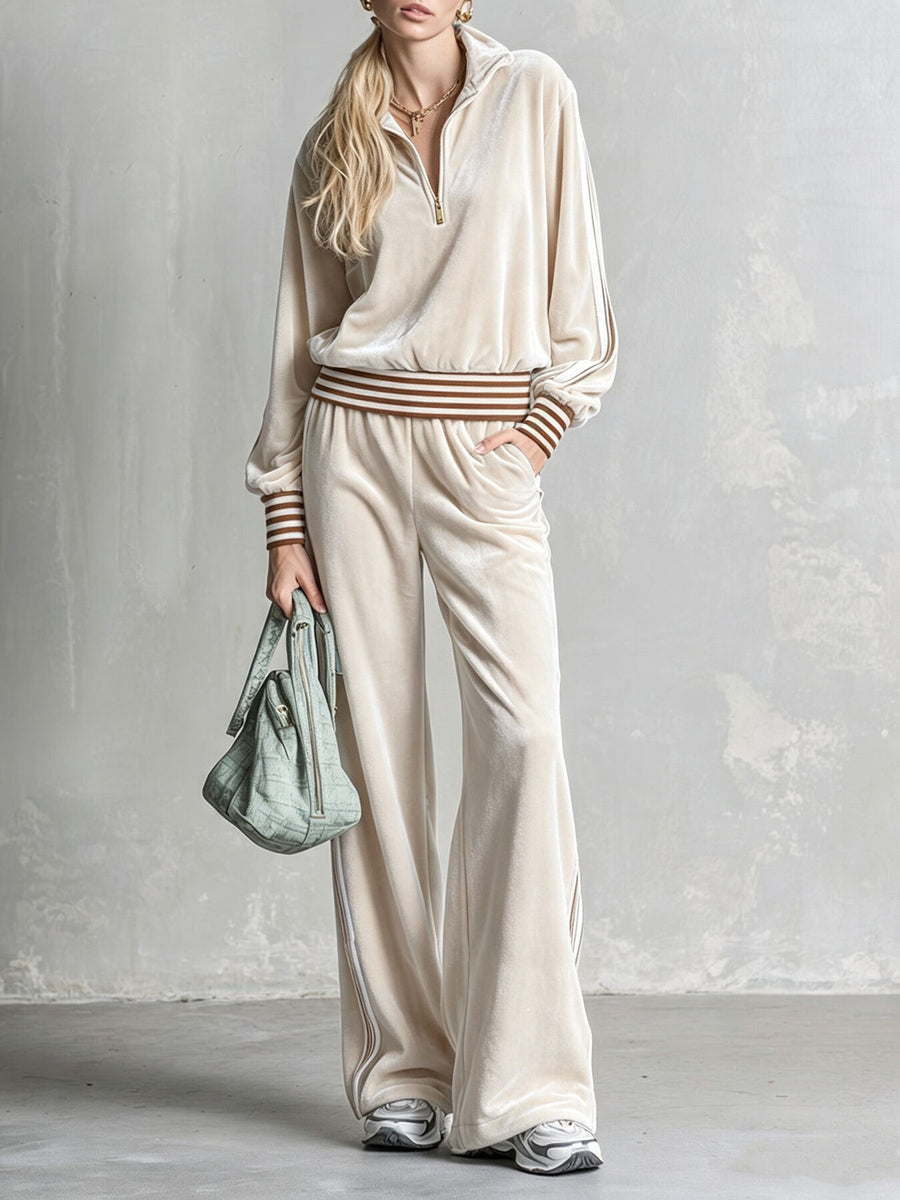 French Blue lounge set with full-length and half-zip