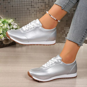 metallic gold sneakers with not applicable and lace-up
