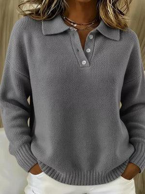 pullover sweater in Light Blue with collared and long sleeve