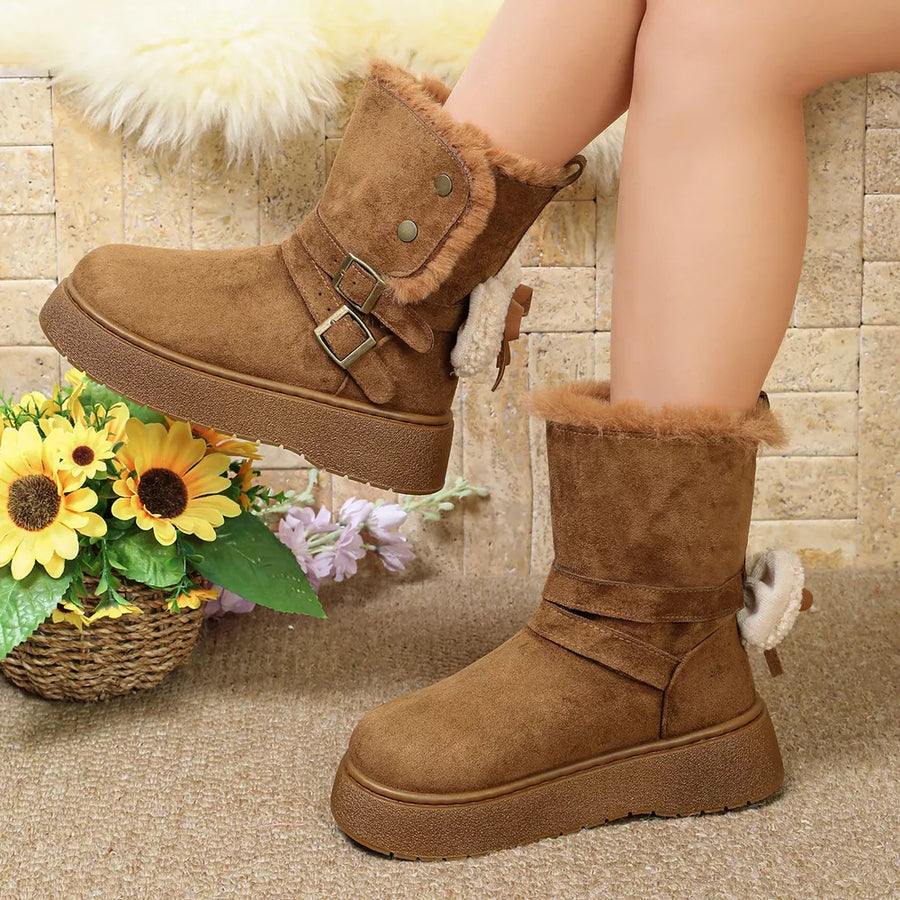 camel boots with ankle-length and pull-on