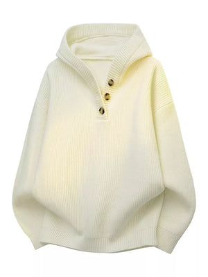 pullover sweater in ivory featuring buttoned and relaxed fit