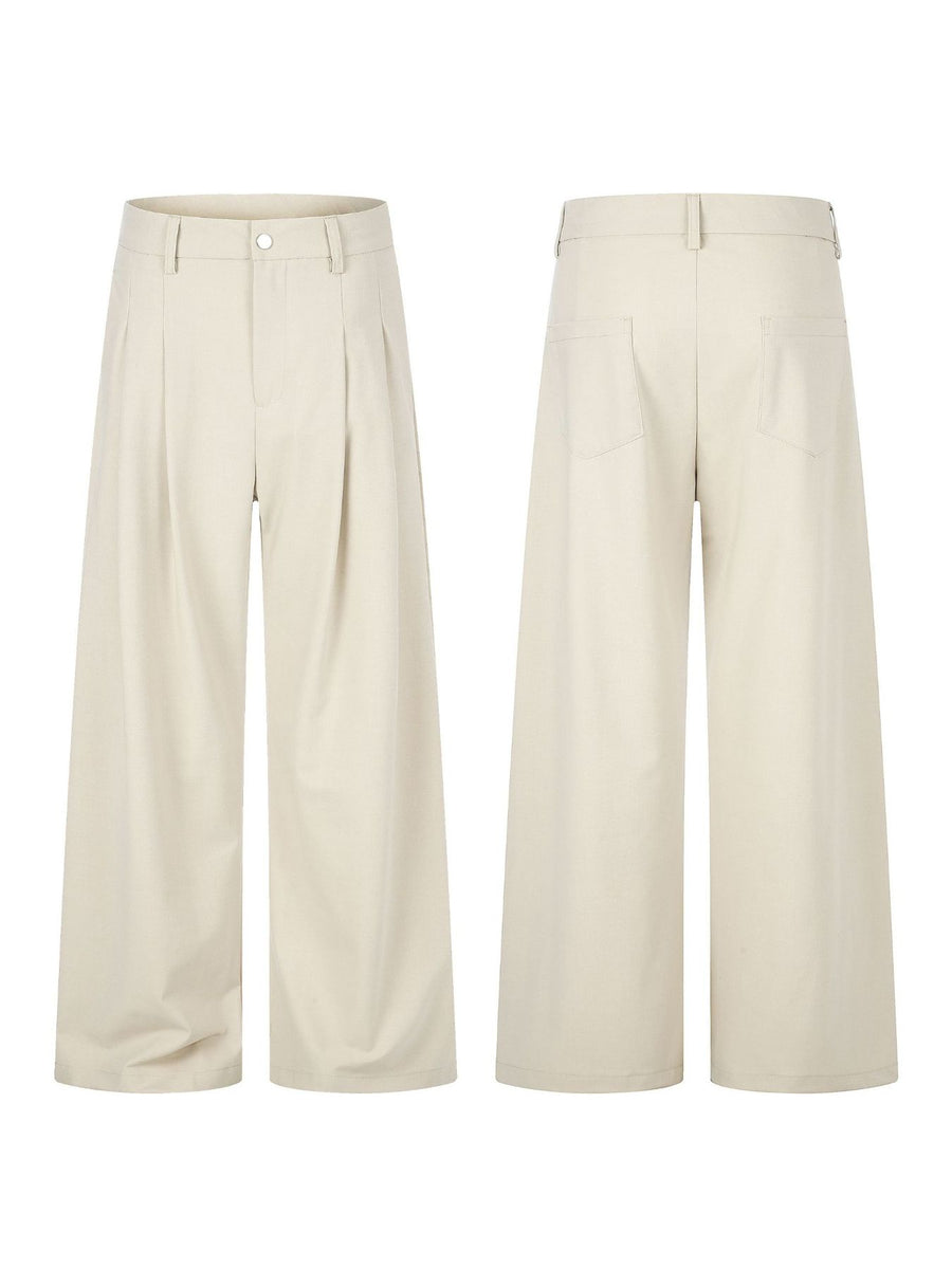 Apricot wide-leg pants with full-length and button, zip-front