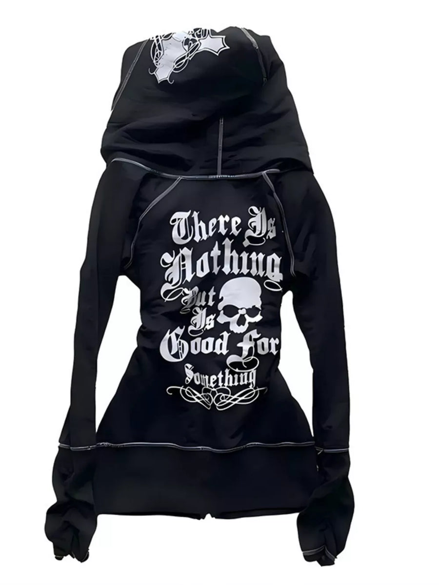 zip hoodie in white with leopard-print and pocketed