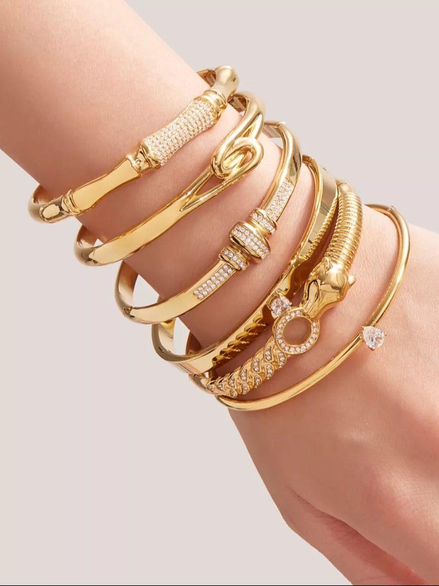 18k Gold-plated Zircon Bracelet in Style C with zircon embellishment