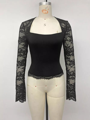Lace Sleeve Square Neck Top option 7