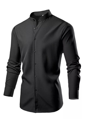 Button-down Slim Fit Long-sleeve Top in Military Green
