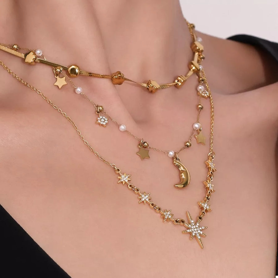 Style A necklace featuring layered design and celestial