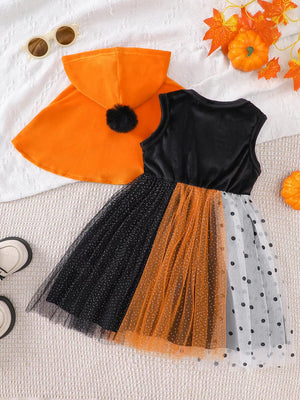 black A-line dress with round neck