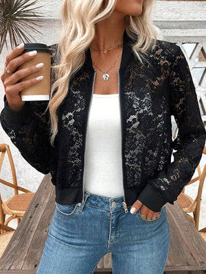 black bomber jacket with floral and collared