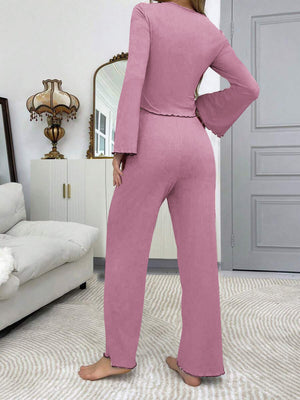 Red lounge set with cropped and pullover