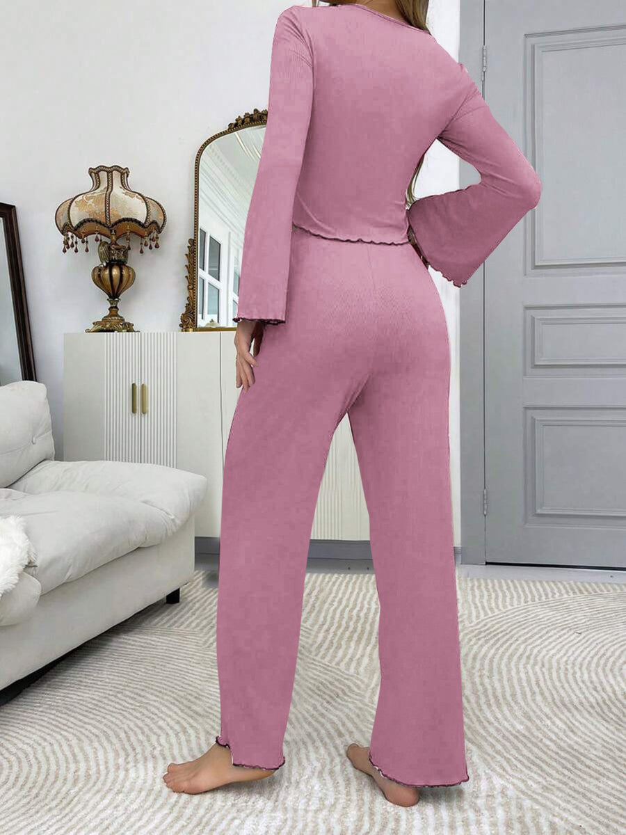 Red lounge set with cropped and pullover