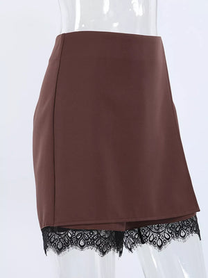 95% Polyester, 5% Spandex Care instructions: Machine wash cold skort in black with straight silhouette