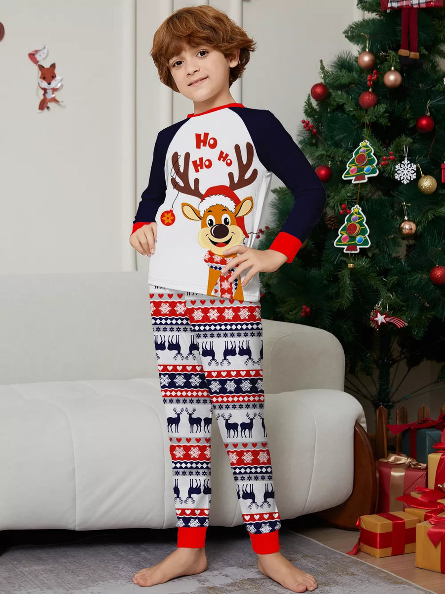 red regular pajama set with crew neck