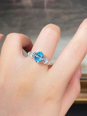 ring featuring geometric in Sky Blue with 925 sterling silver,White mother-of-pearl,Zircon Care instructions: Avoid wearin
