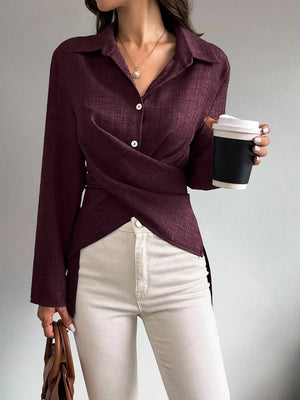 Air Force Blue blouse with hip-length and wrap