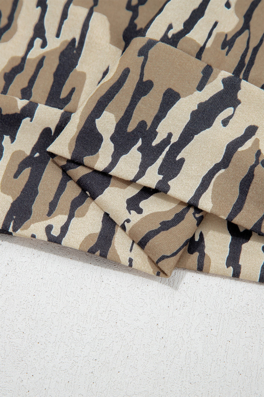 Camouflage Zipper Collar Front Pocket Sweatshirt in olive green