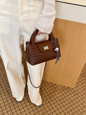 PU Leather Imported Size & crossbody bag in chocolate brown with boxy silhouette