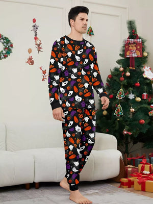 black pajama set with elastic waist and long sleeve