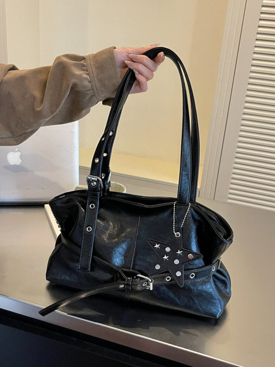 Star Charm Buckle Shoulder Bag in ivory with star charm