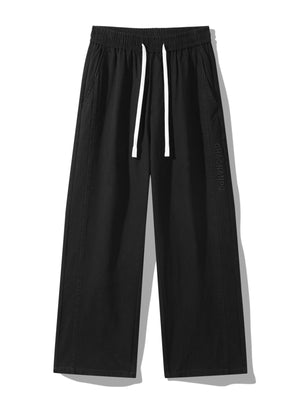 Men's Plus Size Pocketed Drawstring Wide Leg Pants in Army Green with drawstring waist