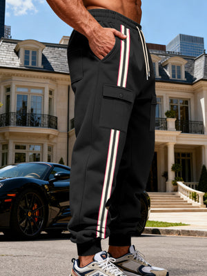 joggers in Navy Blue with striped and drawstring