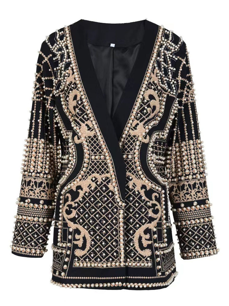 blazer in Silver with geometric and embellished