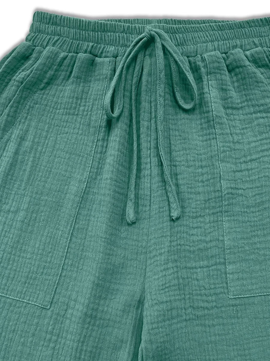 khaki wide-leg pants