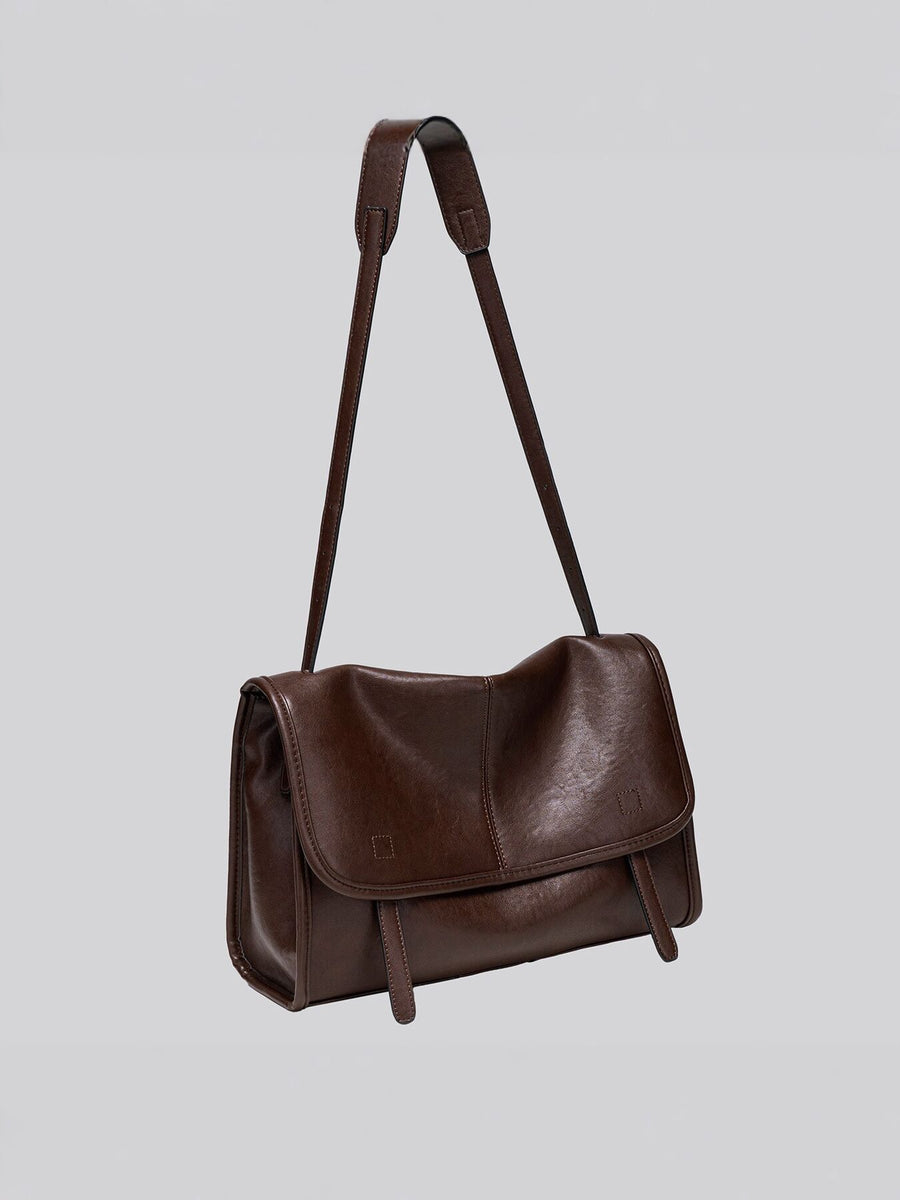 Brown with messenger bag with adjustable strap
