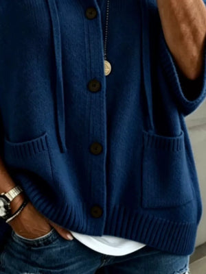 classic cardigan in Fuchsia Pink with hooded