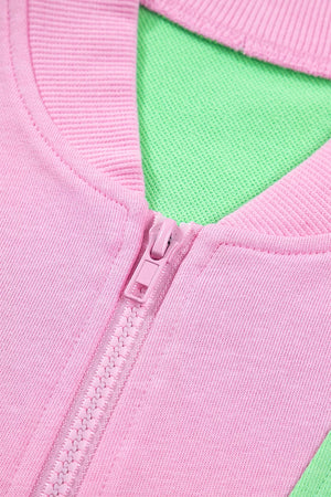 Color Block Half Zip Top & Shorts Set option 5