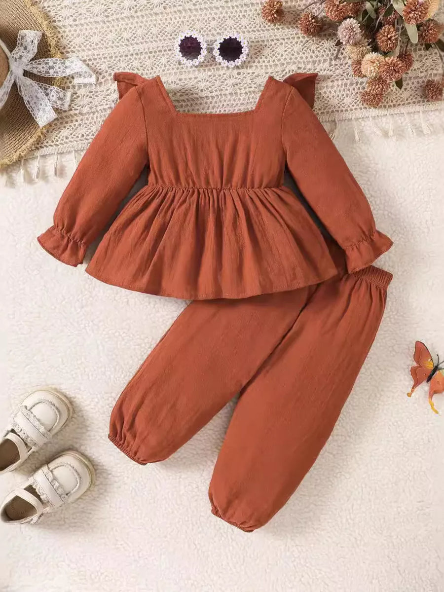 Children's Bow Long Sleeve Blouse And Pants Set option 7