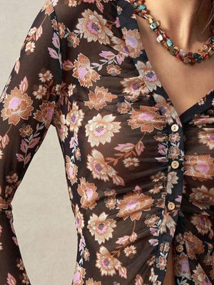 blouse featuring leopard-print floral in Leopard with 100% polyester Care instructions: Machine wash cold texture