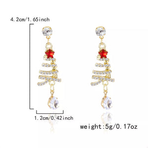 earrings featuring christmas tree motif in Gold with 18K Gold-Plated, Resin, Zinc alloy, Rhinestone Care instructions: Avoid
