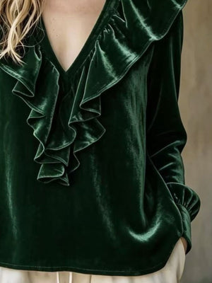 Dark Navy blouse with hip-length and pullover