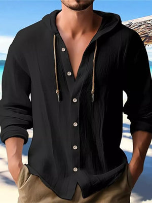 coastal button-up shirt in Grey with hooded