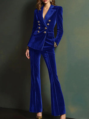 glam blazer and pant set in Wine Red with notch lapel