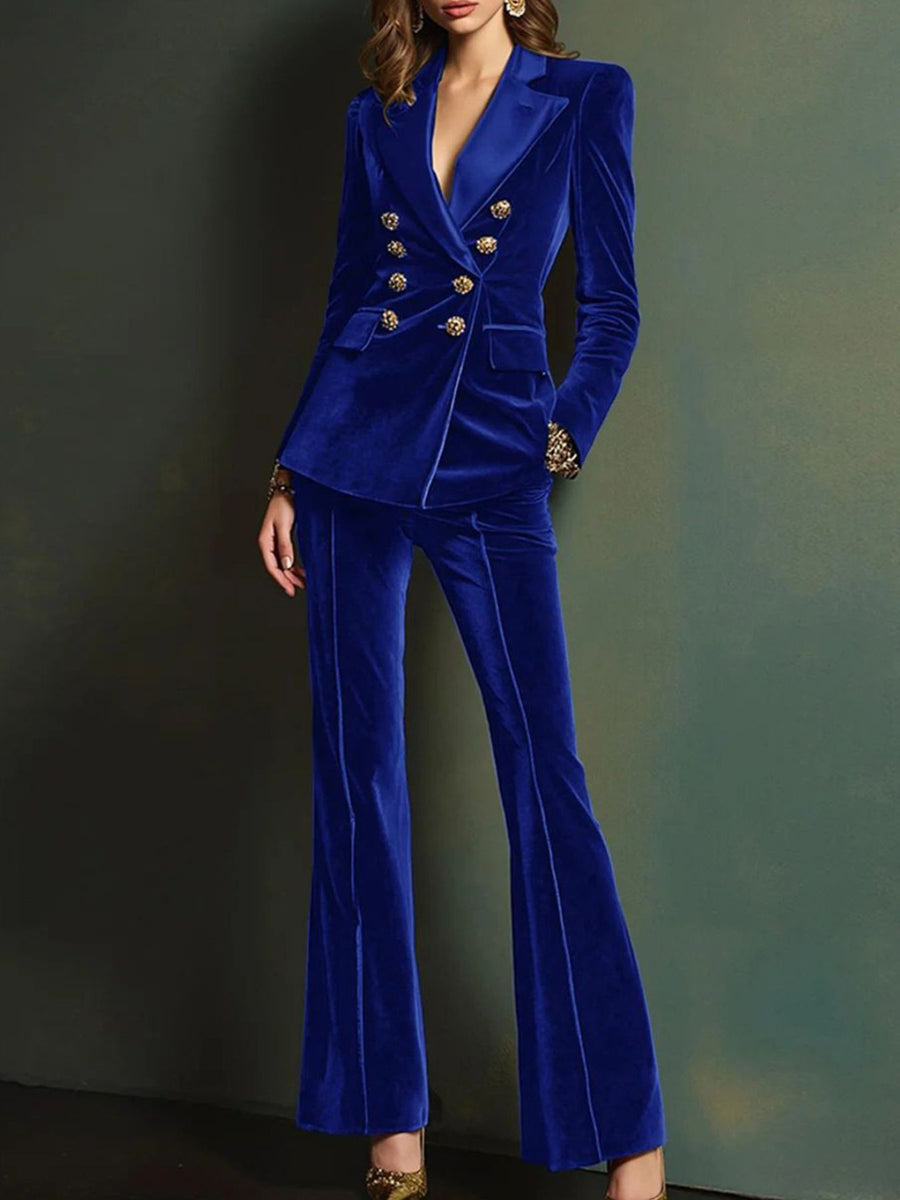glam blazer and pant set in Wine Red with notch lapel