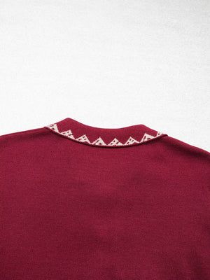 Burgundy regular cardigan with collared