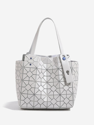 Geometric Lattice Structured Handbag Tote Bag in Dark Gray with structured
