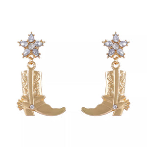 gold earrings with dangle and post-back