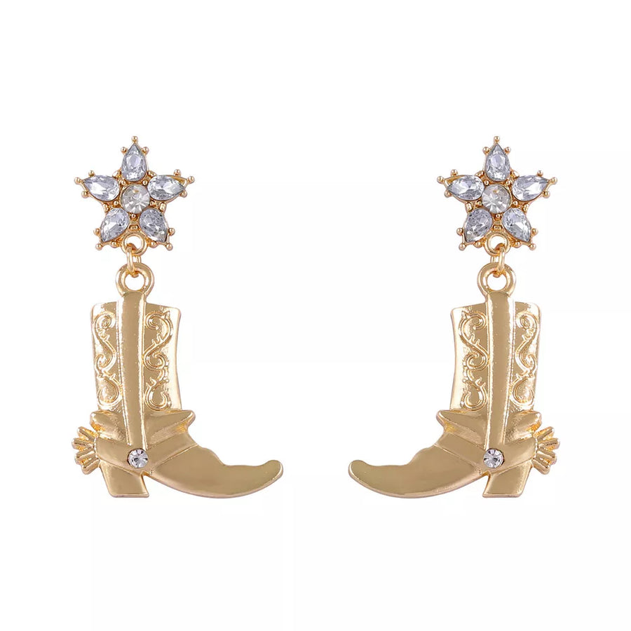 gold earrings with dangle and post-back