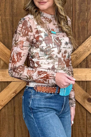Khaki blouse with hip-length and pullover
