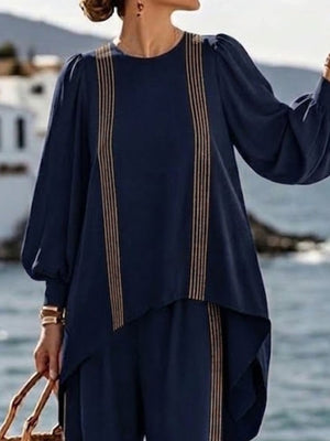 coastal lounge set in Dust Storm with round neck