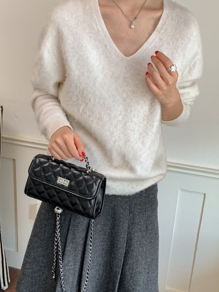 crossbody bag featuring quilted in Caramel with PU Leather Imported Size & texture