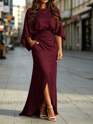 modern maxi dress in Navy with boat neck