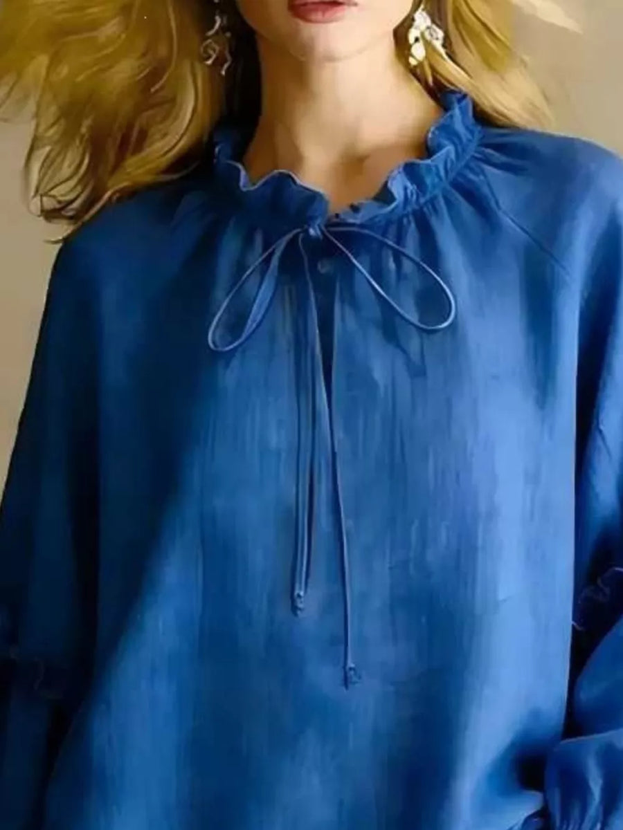 Sage blouse with hip-length and pullover